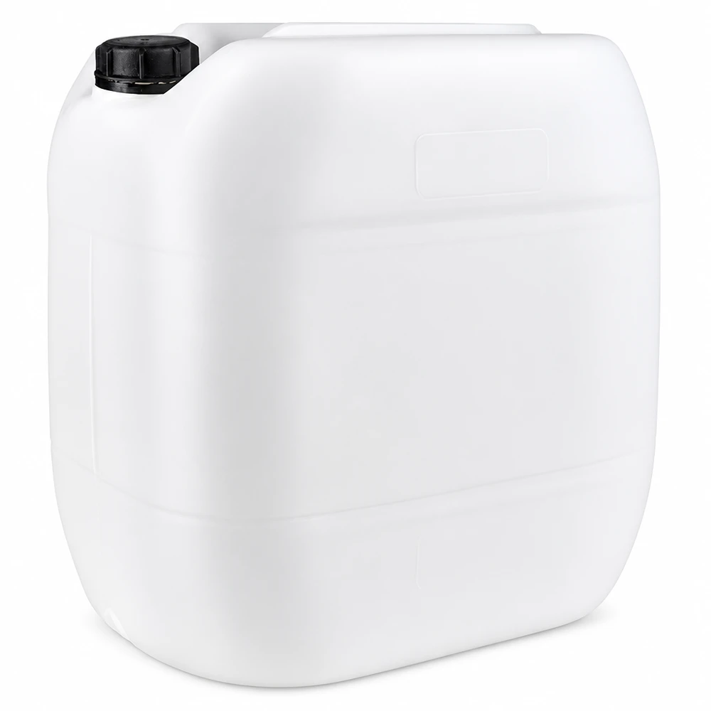 30l jerrycan, UN-toelating, met schroefsluiting Voedselveilige jerrycan van 30 liter, wit, met schroefdeksel voor vloeistoffen