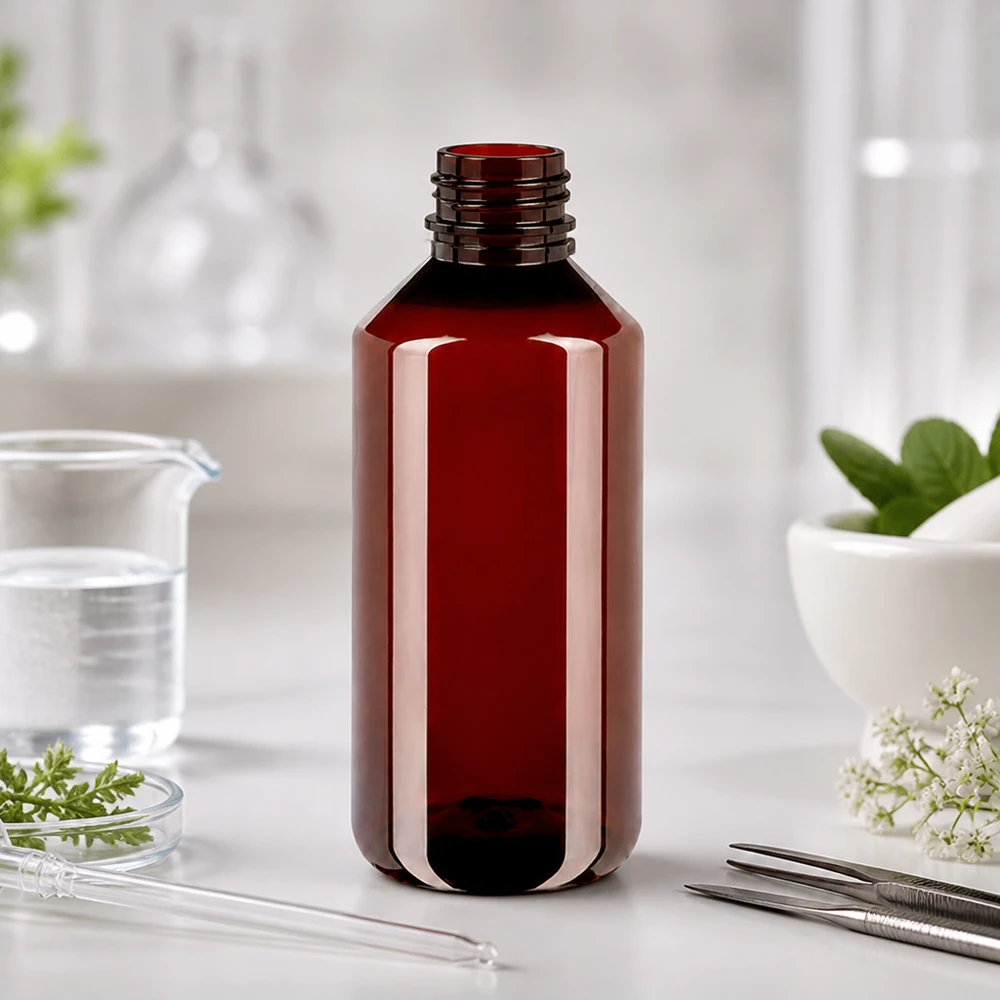1000ml PET medicijnfles - schroefsluiting VR wit - doseerbeker 30ml blank Transparente braune PET Flasche 1L Schraubverschluss UV-Schutz für Flüssigkeiten