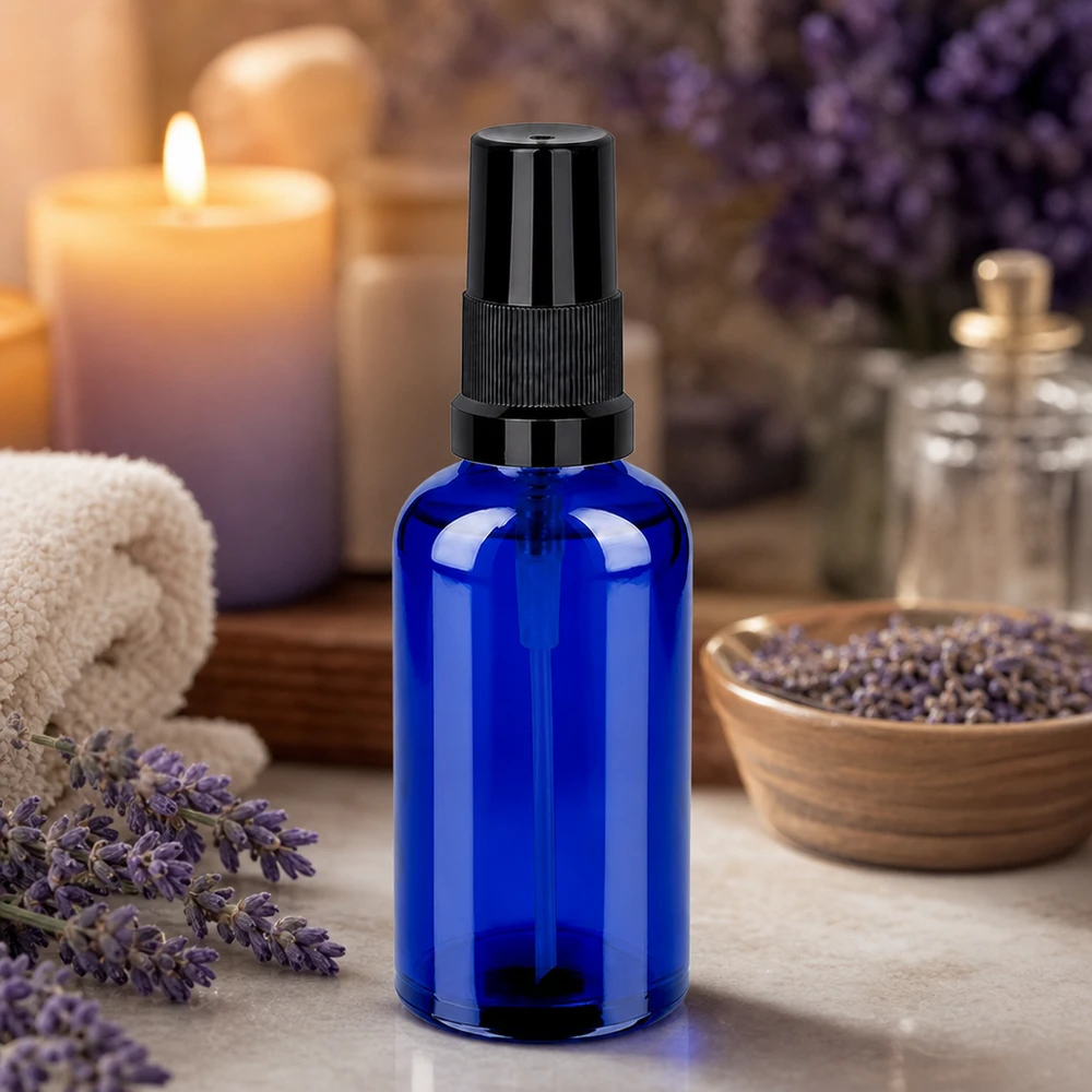 Professionele 50 ml spuitfles met blauw glazen UV-bescherming en nauwkeurig spuitsysteem