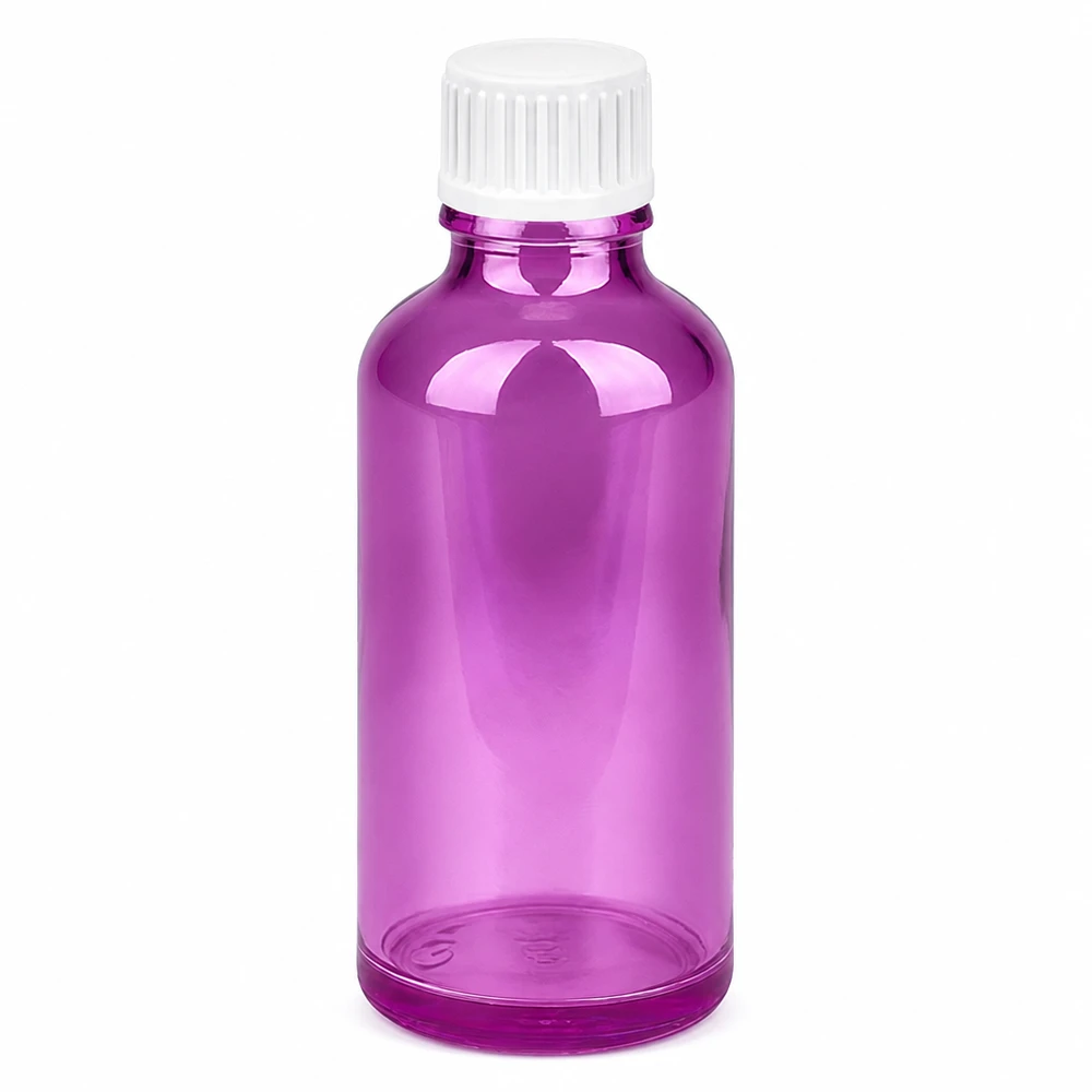 Klein 50ml druppelflesje violet met precies 0,9mm druppelaarinzetstuk