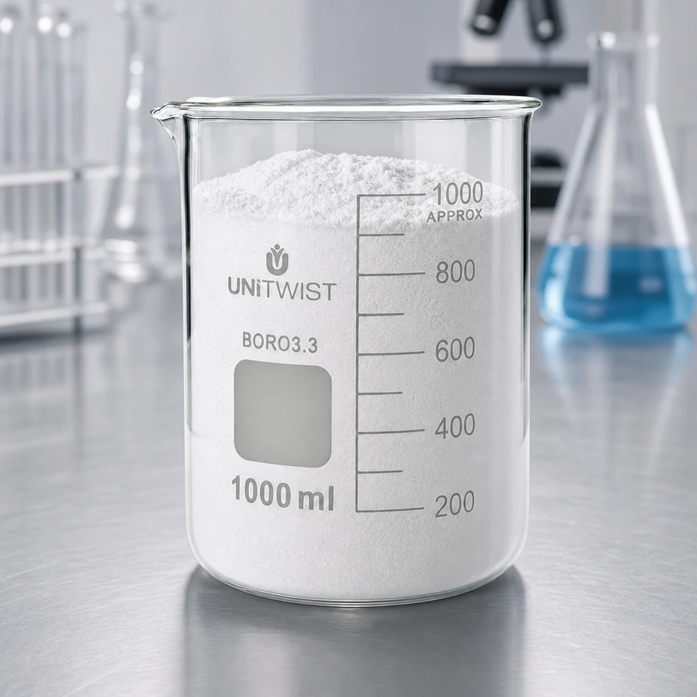 Beker 1000ml borosilicaat, lage vorm UNiTWIST UNiTWIST bekerglas 1000 ml, borosilicaat, laag model met uitgietmond, voor laboratoriumtoepassingen
