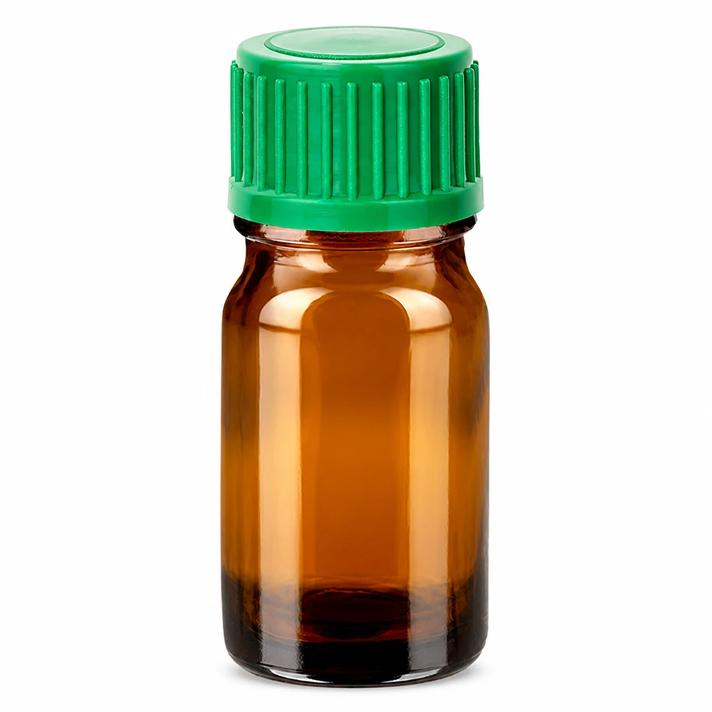 5ml druppelflesje bruin met groene dop voor het nauwkeurig doseren van vloeistoffen