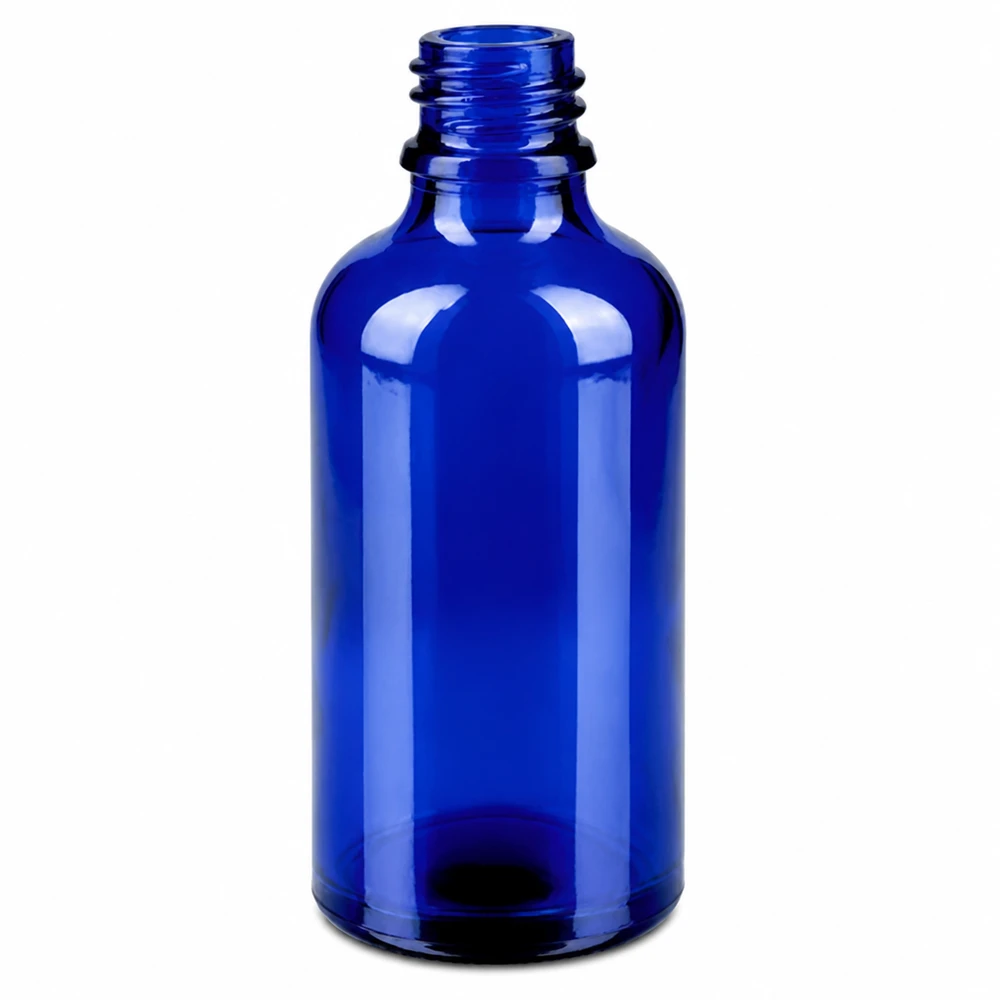 50ml spuitfles geel/tr. STD BlueLine UT18/50 50 ml sprayflacon van UV-beschermend blauw glas - behoudt de doeltreffendheid van natuurlijke cosmetica