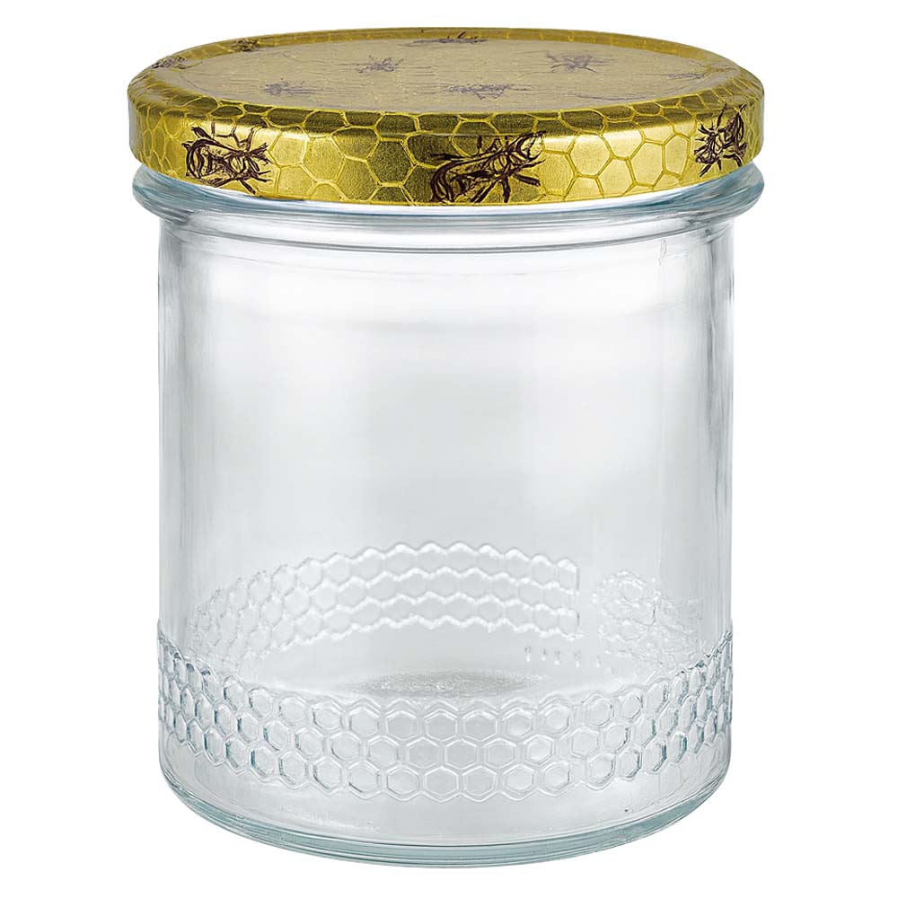 Honingpot 560 g met honingraatmotief-deksel BasicSeal UNiTWIST