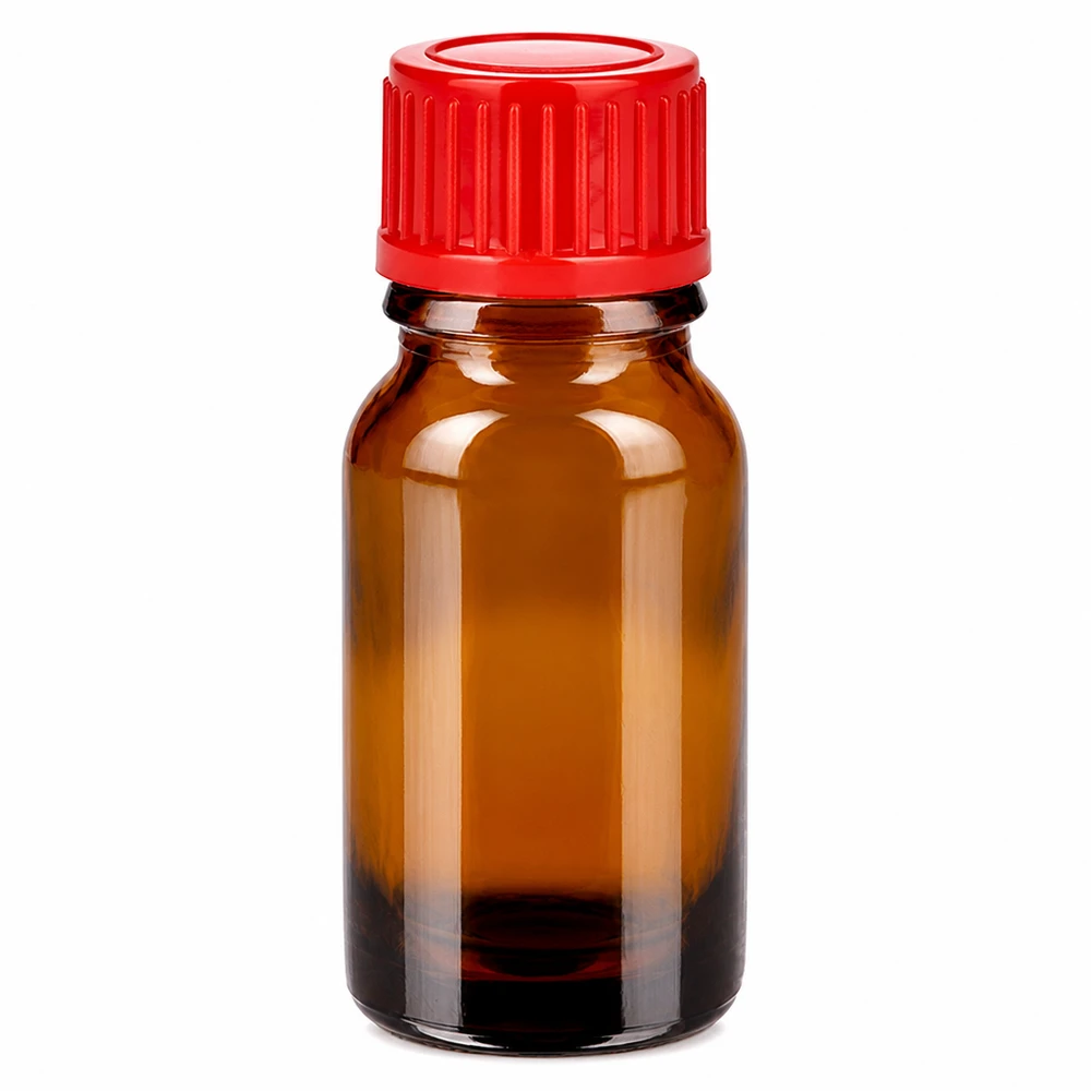 10ml fles 11mm SV rood STD BrownLine UT18/10 Compact 10ml glazen flesje BrownLine met rode dop voor laboratorium- en farmaceutisch gebruik