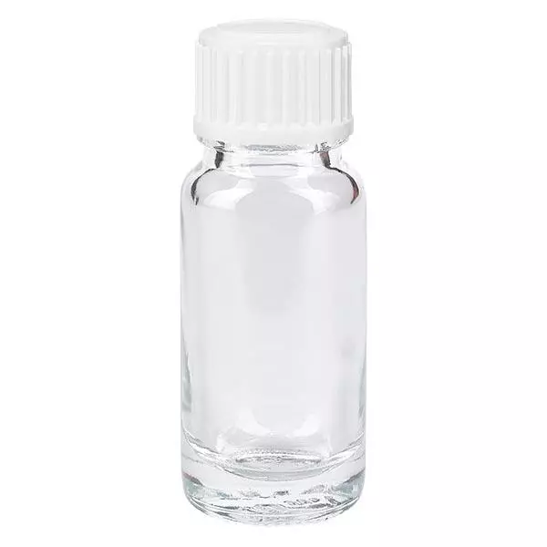 Helder glazen flessen 10ml met wit schroefsluiting globuli St Helder glazen flessen 10ml met wit schroefsluiting globuli St