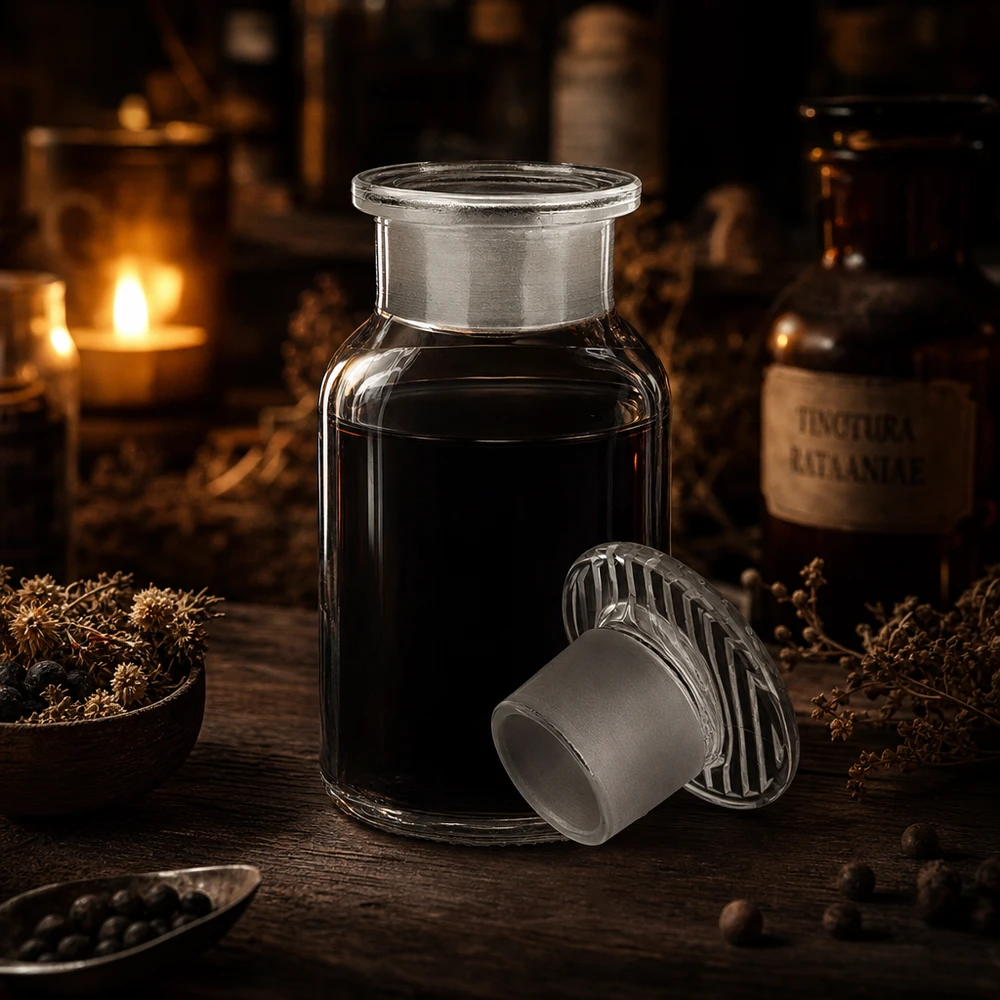Decoratieve laboratoriumfles van 100 ml, helder, met glazen stop met brede hals voor etherische oliën