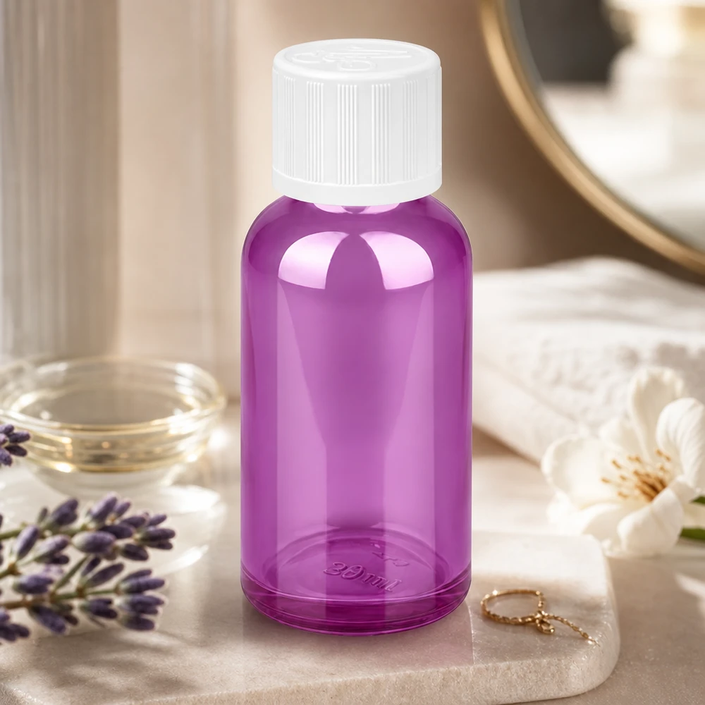 30ml fles 11mm schroefdop wit standaard kinderveilige PurpleLine UT18/30 30ml violet glazen farmaceutische fles met precisie 11mm dop voor medicinale bereidingen