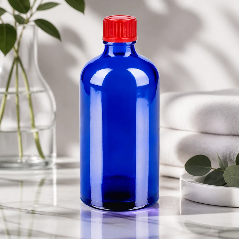 Nauwkeurig vervaardigd glazen flesje van 100 ml met nauwkeurig 11 mm SV schroefdraad voor een veilige afdichting