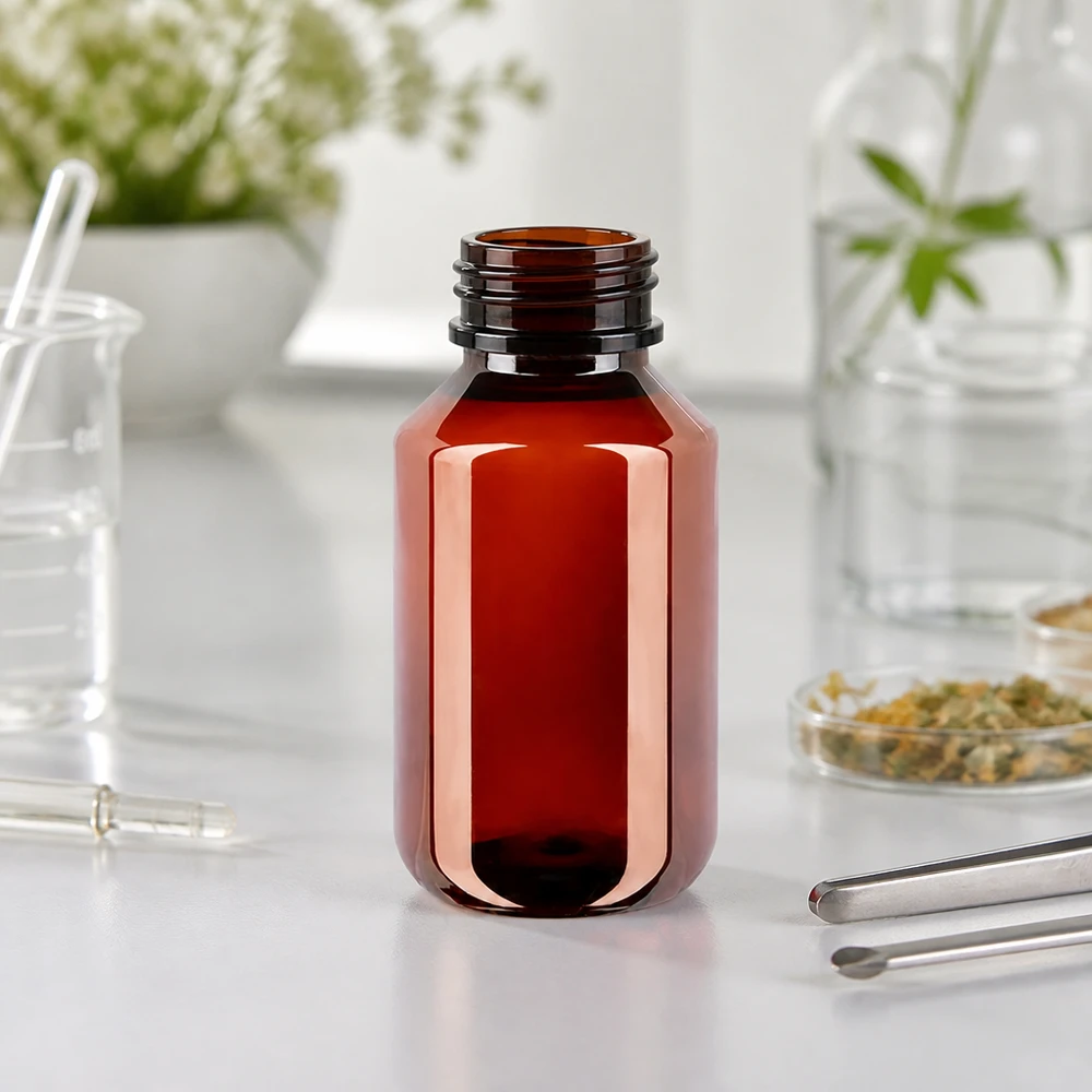 PET-fles 100ml met zwarte spuitdop OV Kleine braune Kunststoffflasche 100ml für ätherische Öle Tinkturen und Naturheilmittel