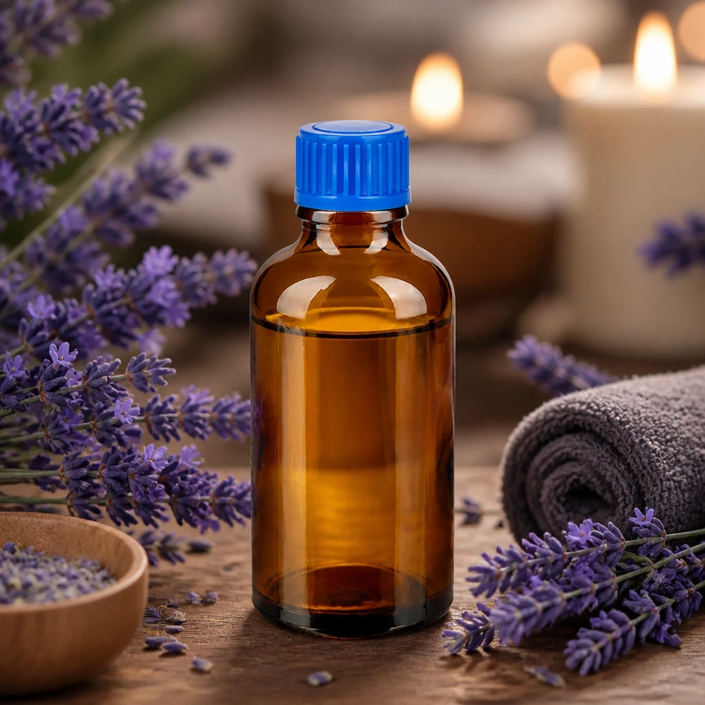 Glazen flesje van 50 ml met blauwe schroefdop voor het veilig bewaren van tincturen