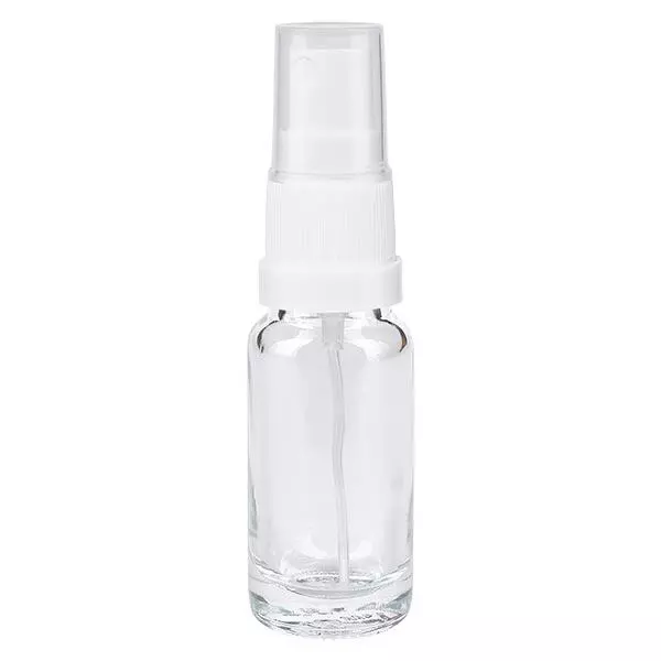 Helder glazen flessen 10ml met wit pompverstuiver Helder glazen flessen 10ml met wit pompverstuiver