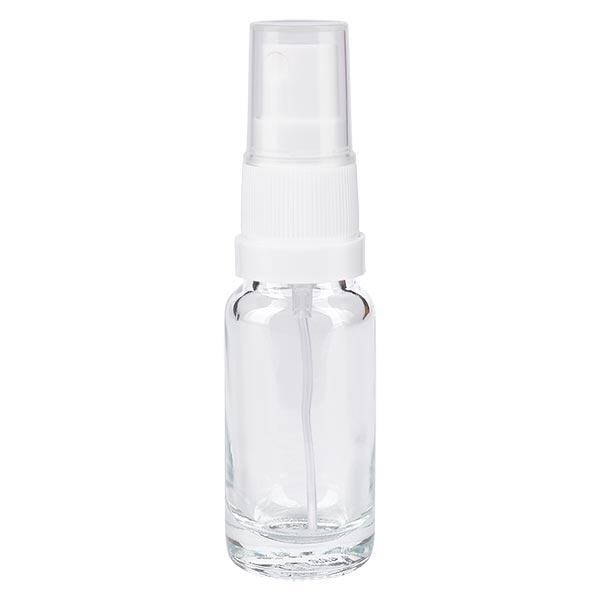 Helder glazen flessen 10ml met wit pompverstuiver Helder glazen flessen 10ml met wit pompverstuiver