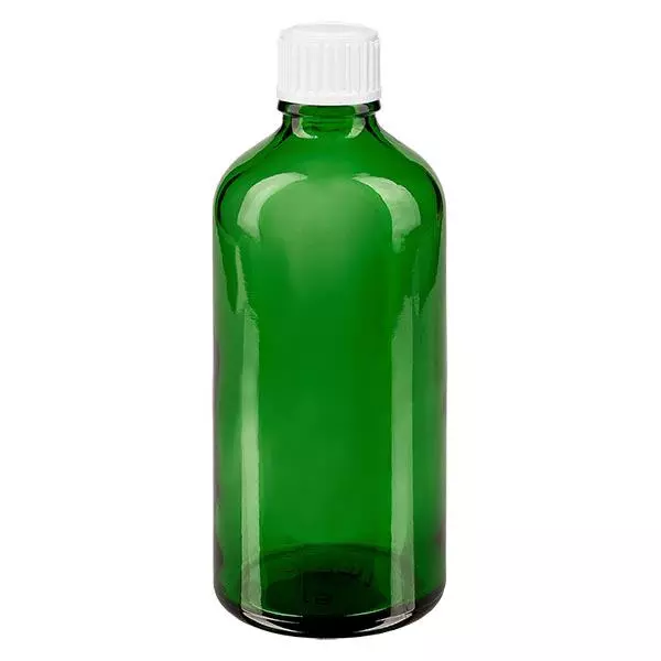 Groenen glazen flessen 100ml met wit schroefsluiting St