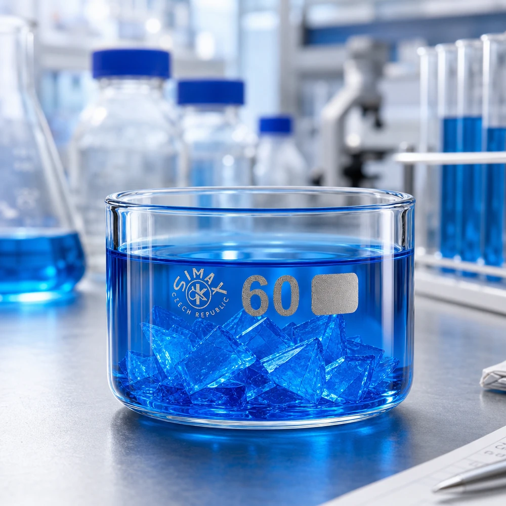 Kristalliseerschaal 60ml zonder schenktuit Kristallisatieschaal van borosilicaatglas, 60 ml, hittebestendig, voor laboratoriumtoepassingen, Tsjechië