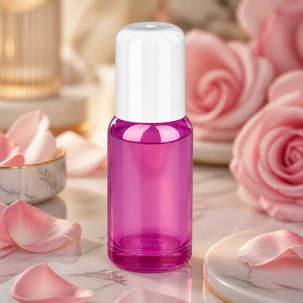 20ml rolfles wit standaard PurpleLine UT18/20 20ml roll-on glazen flesje in paars met praktische kogeldop voor etherische oliën