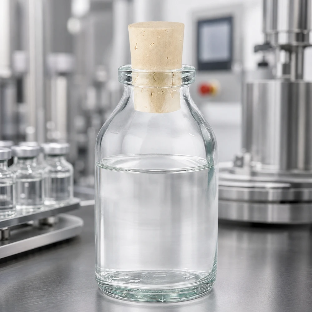 Injectiefles helder glas 20ml met kurk 11/14mm Handliche Vorratsflasche 20ml aus transparentem Glas mit beigem Korkstopfen 11/14mm