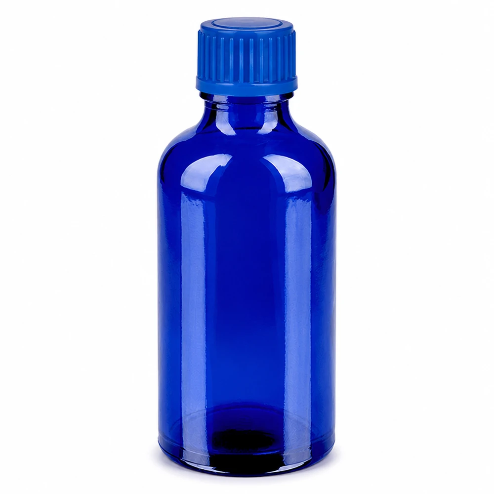 50ml flacon 11mm SV blauw STD BlueLine UT18/50 Compact blauw 50ml flesje met 11mm schroefdraad voor veilig opbergen