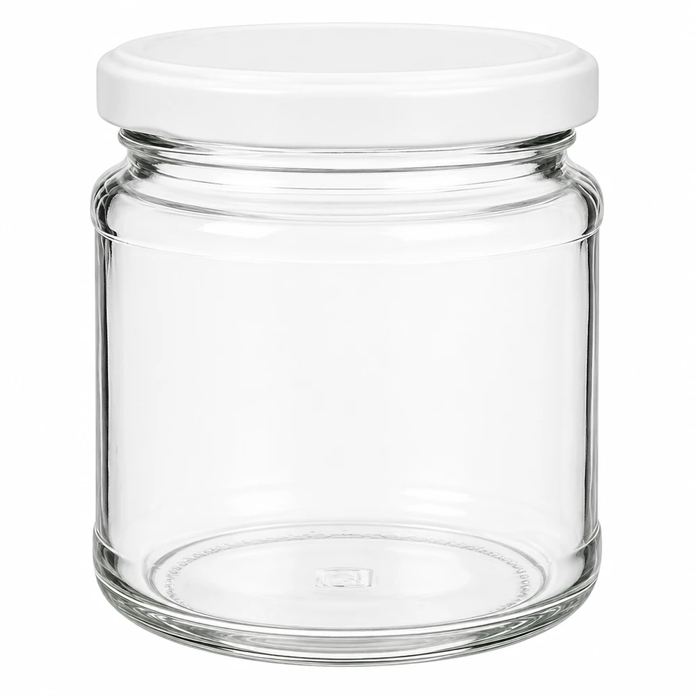 212 ml ronde glazen pot met wit BasicSeal deksel UNiTWIST - lege glazen pot voor conservering en opslag