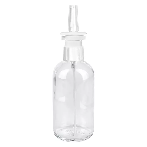 100 ml transparante ClearLine-neussprayfles met witte verstuiver en neusdop