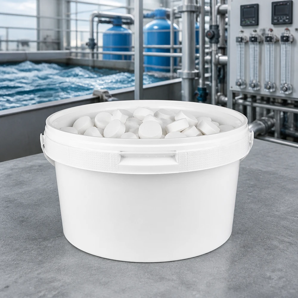 3,5 liter emmer van wit PP plastic met deksel Zwembadonderhoudsemmer 3,5 l, wit PP-kunststof met deksel voor desinfectiemiddelen