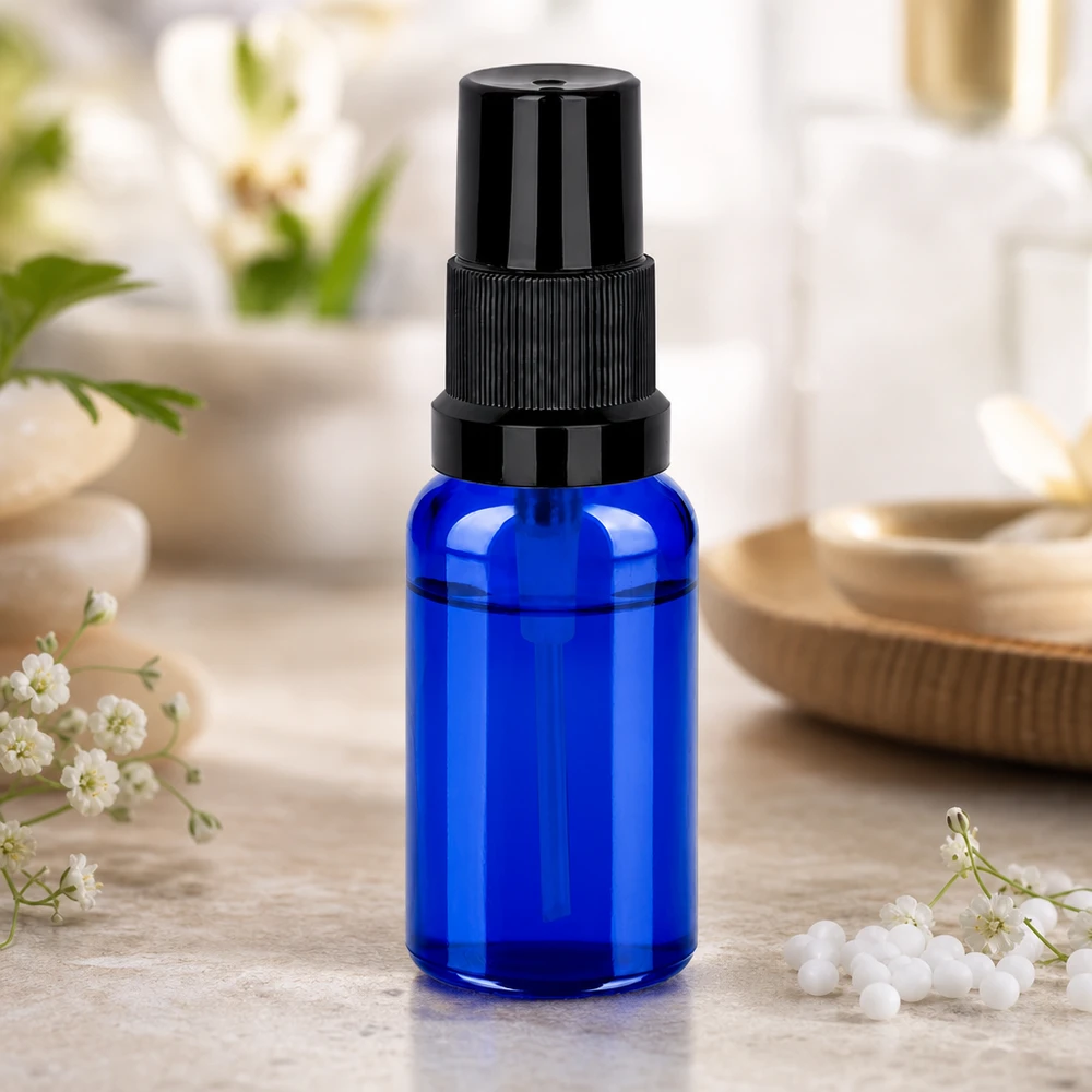 20ml spuitflesje zwart STD BlueLine UT18/20 Premium spuitfles 20ml STD BlueLine UT18/20 met UV-bescherming door donkerblauw glas