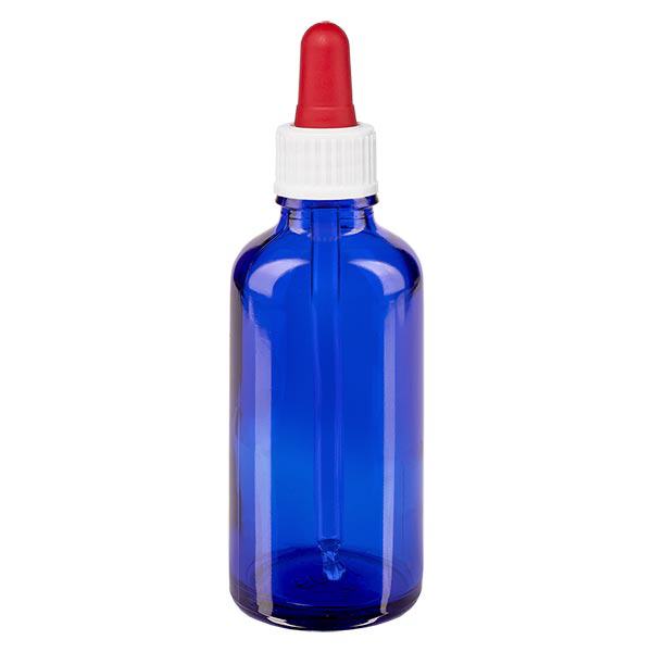 Pipetfles blauw 50ml, pipet wit/rood ST Pipetfles blauw 50ml, pipet wit/rood ST
