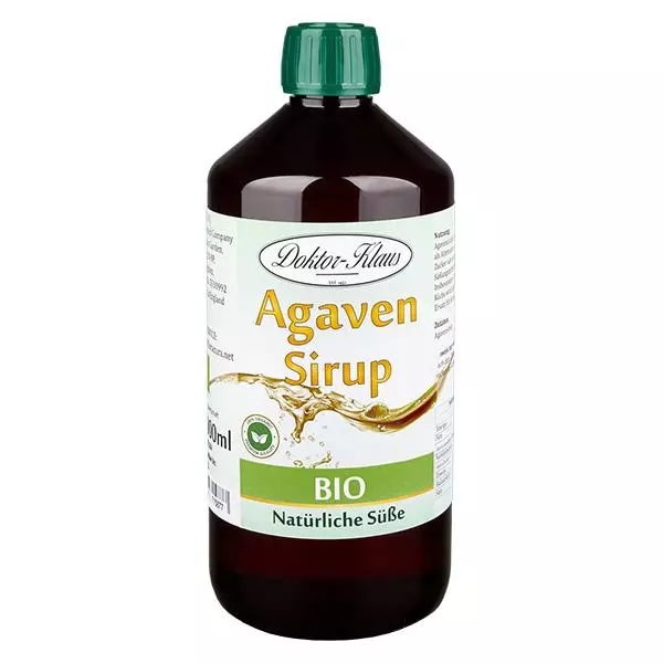 1000 ml biologische agavesiroop in bruine PET fles