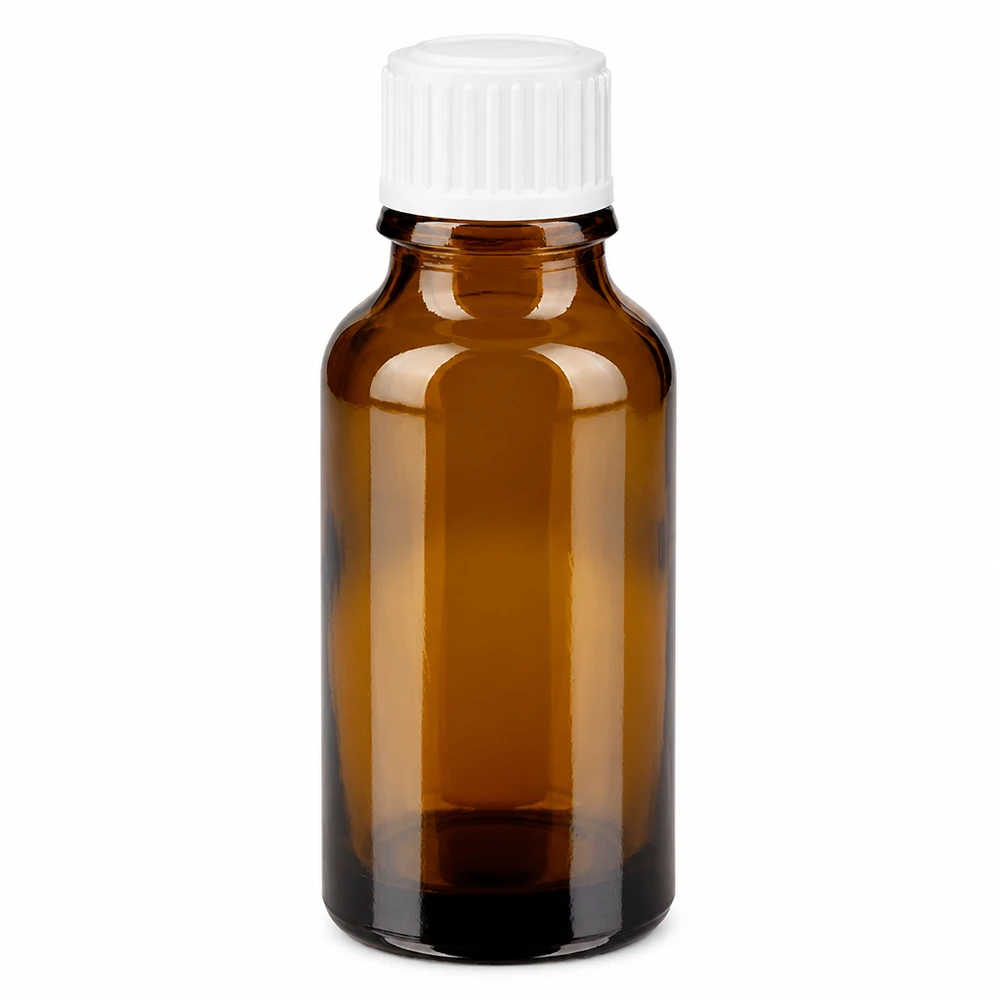 Bruine glazen fles 20ml met wit druppelsluiting 0.8mm St UV-beschermende bruine glazen fles van 20 ml met nauwkeurige druppelaar van 0,9 mm en dop