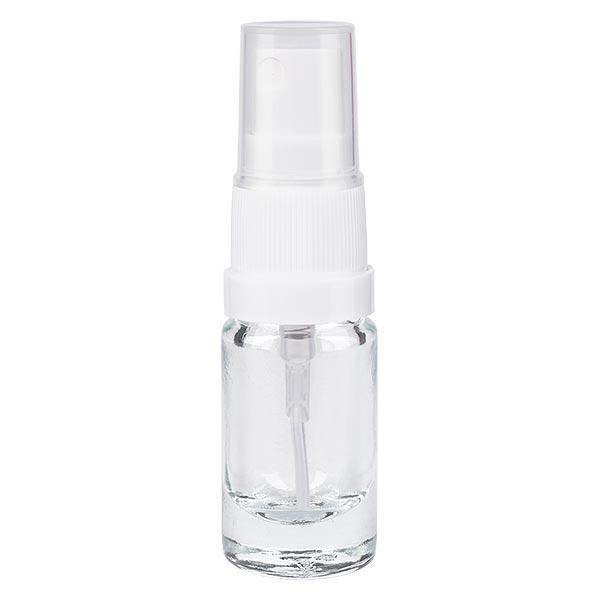 Helder glazen flessen 5ml met wit pompverstuiver Helder glazen flessen 5ml met wit pompverstuiver