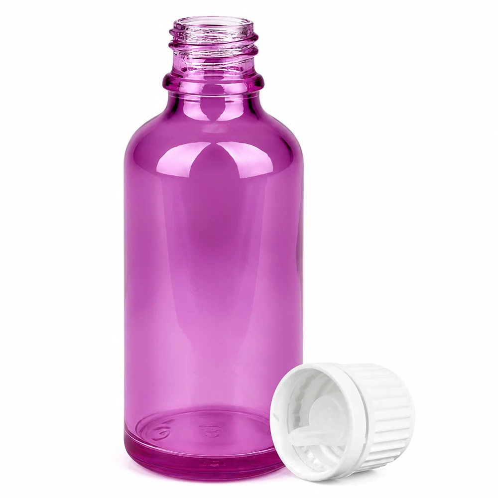 Compacte violette druppelfles 50ml met dunne 0,7mm punt, perfect voor laboratoriumtoepassingen
