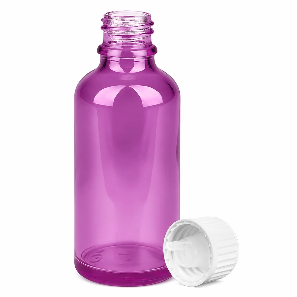 50ml violet glazen flesje met druppelaar voor homeopathische middelen en tincturen