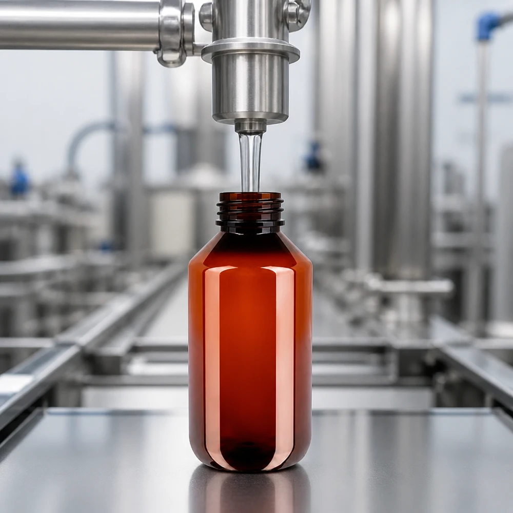 PET-fles 200ml met witte flip-top dop. Lichtbestendige PET-fles van 200 ml in bruin voor UV-gevoelige vloeistoffen en farmaceutische toepassingen