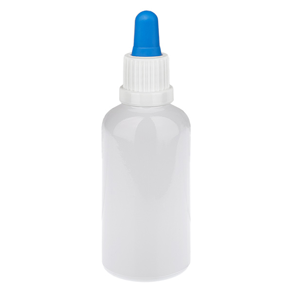 50 ml pipetflesje wit/blauw originele sluiting WhiteLine UT18/50 50 ml pipetflesje wit/blauw originele sluiting WhiteLine UT18/50