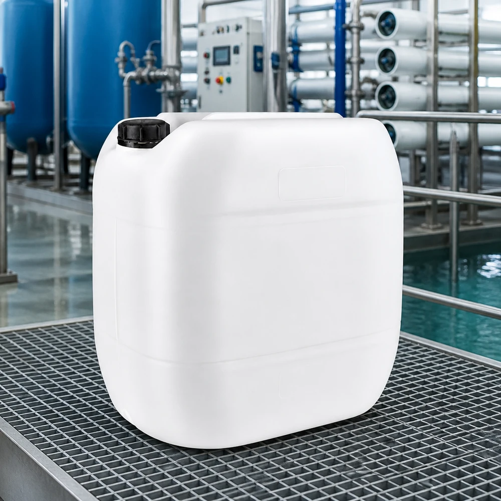 30l jerrycan, UN-toelating, met schroefsluiting Jerrycan van 30 liter met verzegeling vóór een industriële filterinstallatie