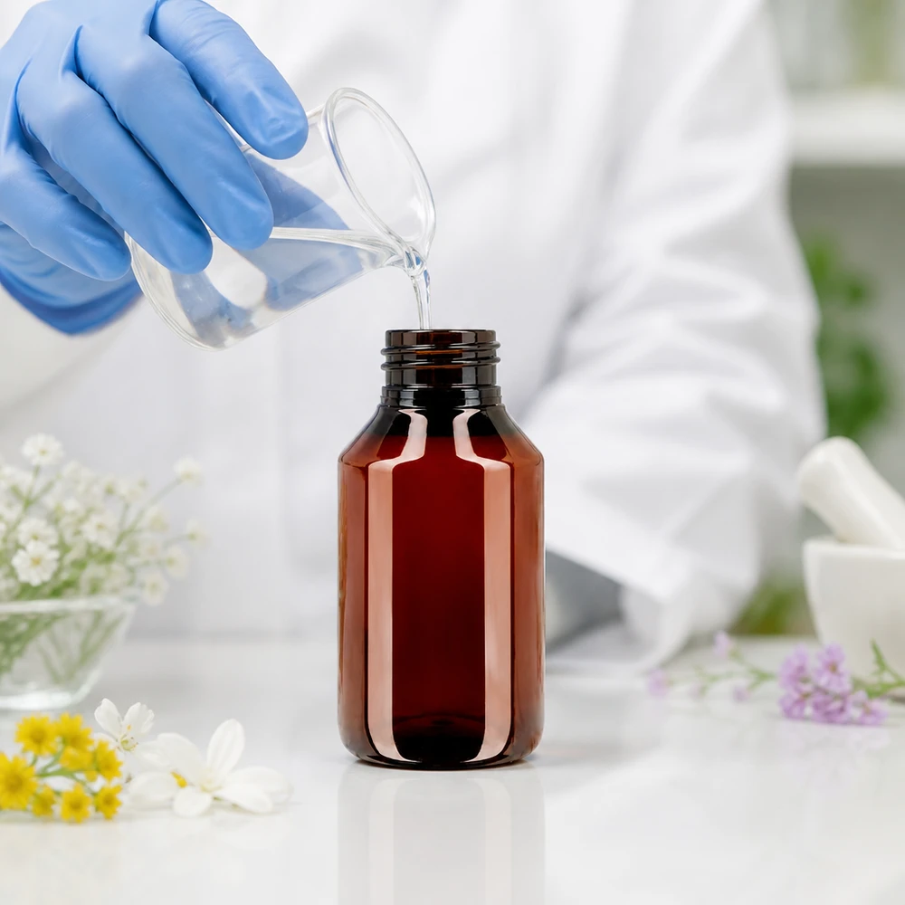 Pharmazeutische Verpackung 50ml braune Flasche mit Standard Verschluss für Heilpflanzenextrakte