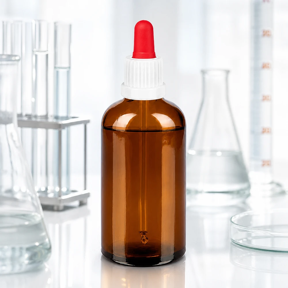 100ml pipetfles wit/rood OV BrownLine UT18/100 Compacte pipetfles van 100 ml met ergonomisch ontwerp voor nauwkeurig portioneren