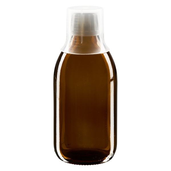 250 ml Euro-medicijnflessen met witte schroefsluiting en doseerbeker 30ml 250 ml Euro-medicijnflessen met witte schroefsluiting en doseerbeker 30ml