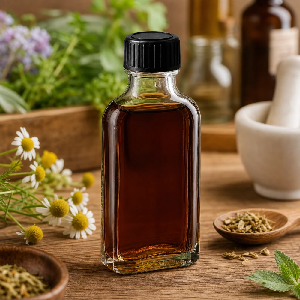 50 ml Meplat-flesje van helder glas met EPE-inzetstuk, ideaal voor etherische oliën en tincturen