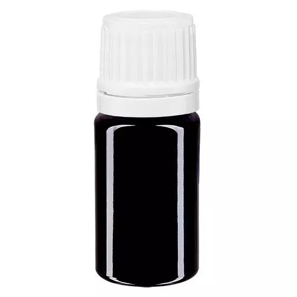 Violetglas fles 5ml DIN 18 wit druppelsluiting 1.2mm VR Violetglas fles 5ml DIN 18 wit druppelsluiting 1.2mm VR