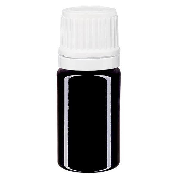 Violetglas fles 5ml DIN 18 wit druppelsluiting 1.2mm VR Violetglas fles 5ml DIN 18 wit druppelsluiting 1.2mm VR