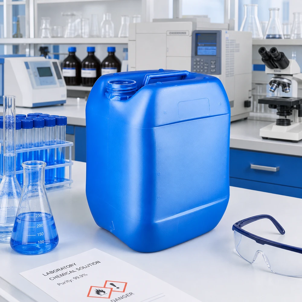 10 liter blauwe Hobbock zonder sluiting met geïntegreerd handvat voor gebruik in het laboratorium