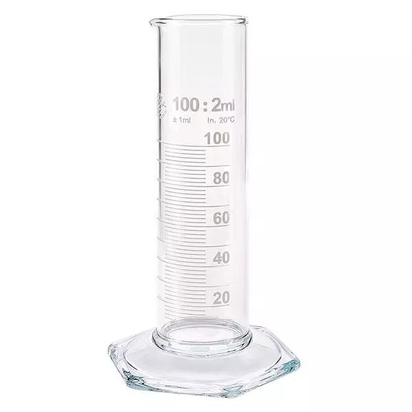 Maatcilinder 100ml wit maatverdeling laag model ISO 4788