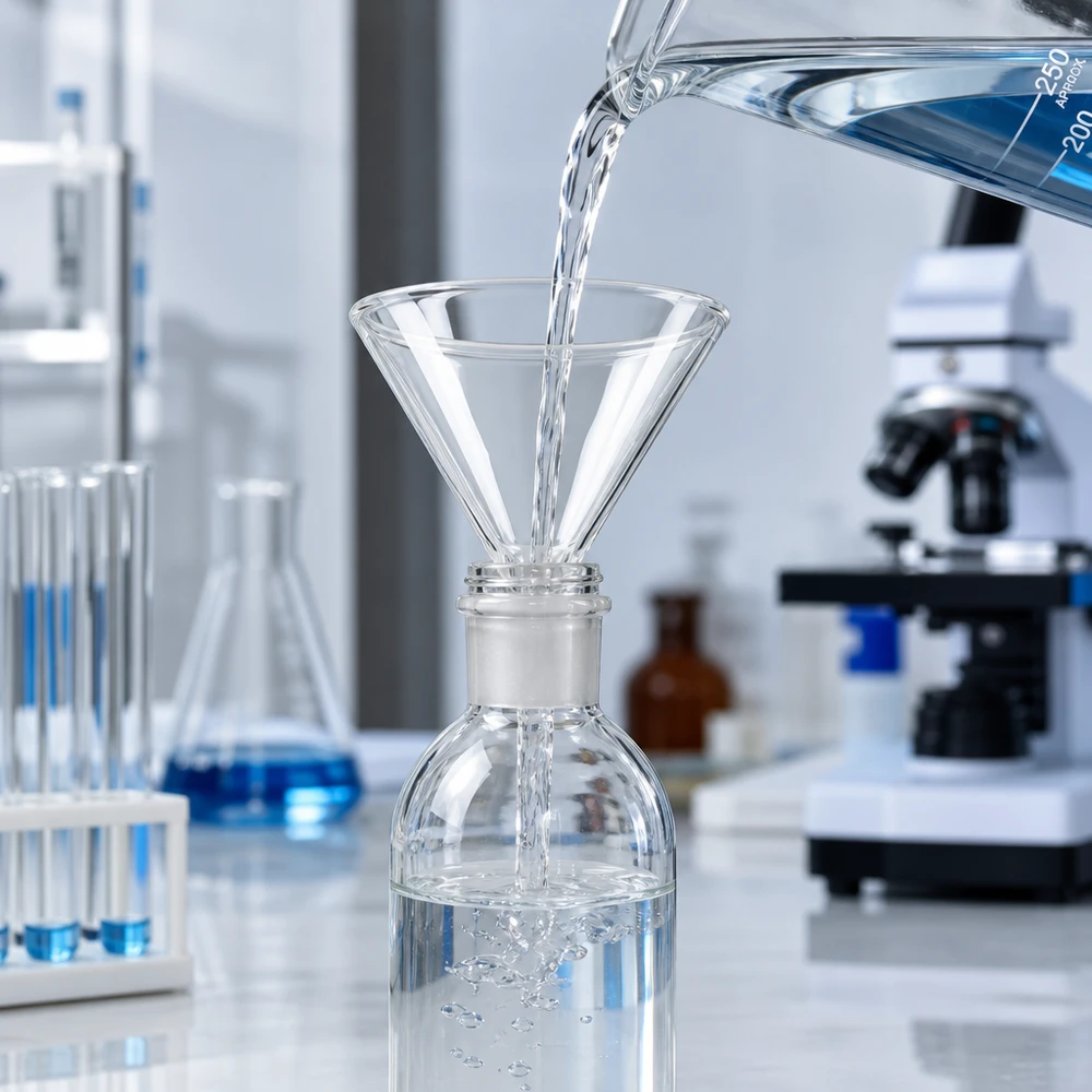 Transparante glazen trechter 75 mm kort handvat gemaakt van hoogwaardig borosilicaat voor schoon werken