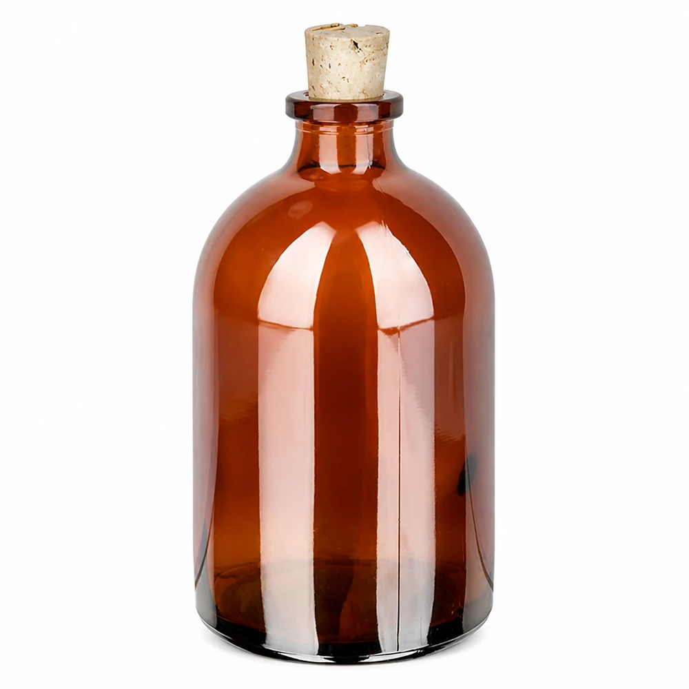 Injectiefles bruin glas 100ml met kurk 11/14mm Medizinflasche Braunglas 100ml mit engem Hals und Korkstopfen 11/14mm Laborqualität
