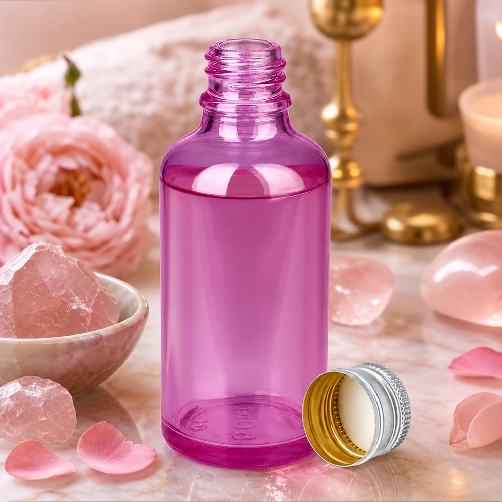 50ml fles 11mm schroefdop aluminium-zilver standaard PurpleLine.UT18/50 Elegant violet glazen flesje 50ml - perfect formaat voor handgemaakte schoonheidsproducten en cadeaus