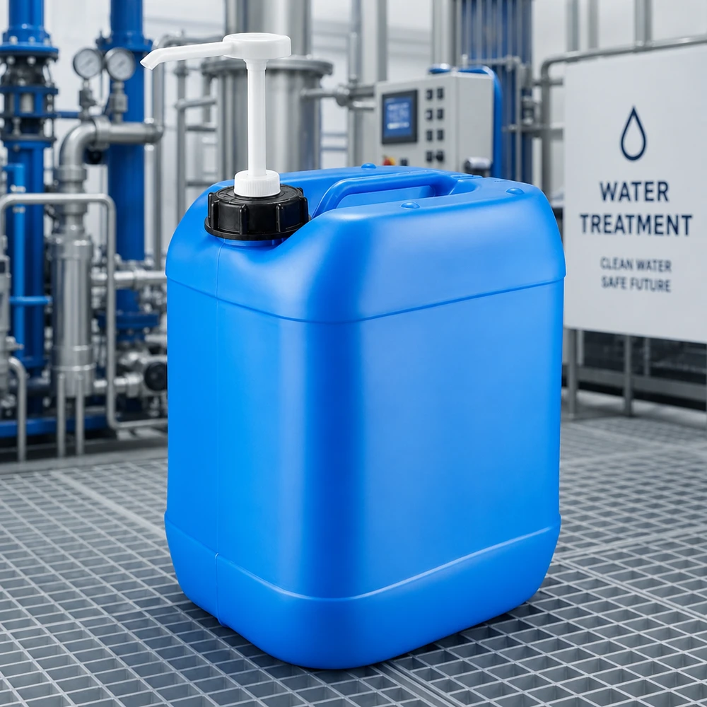 Canister 20 liter blauw met doseerpomp Draagbare blauwe jerrycan van 20 liter met doseerpomp en handgreep voor chemicaliën