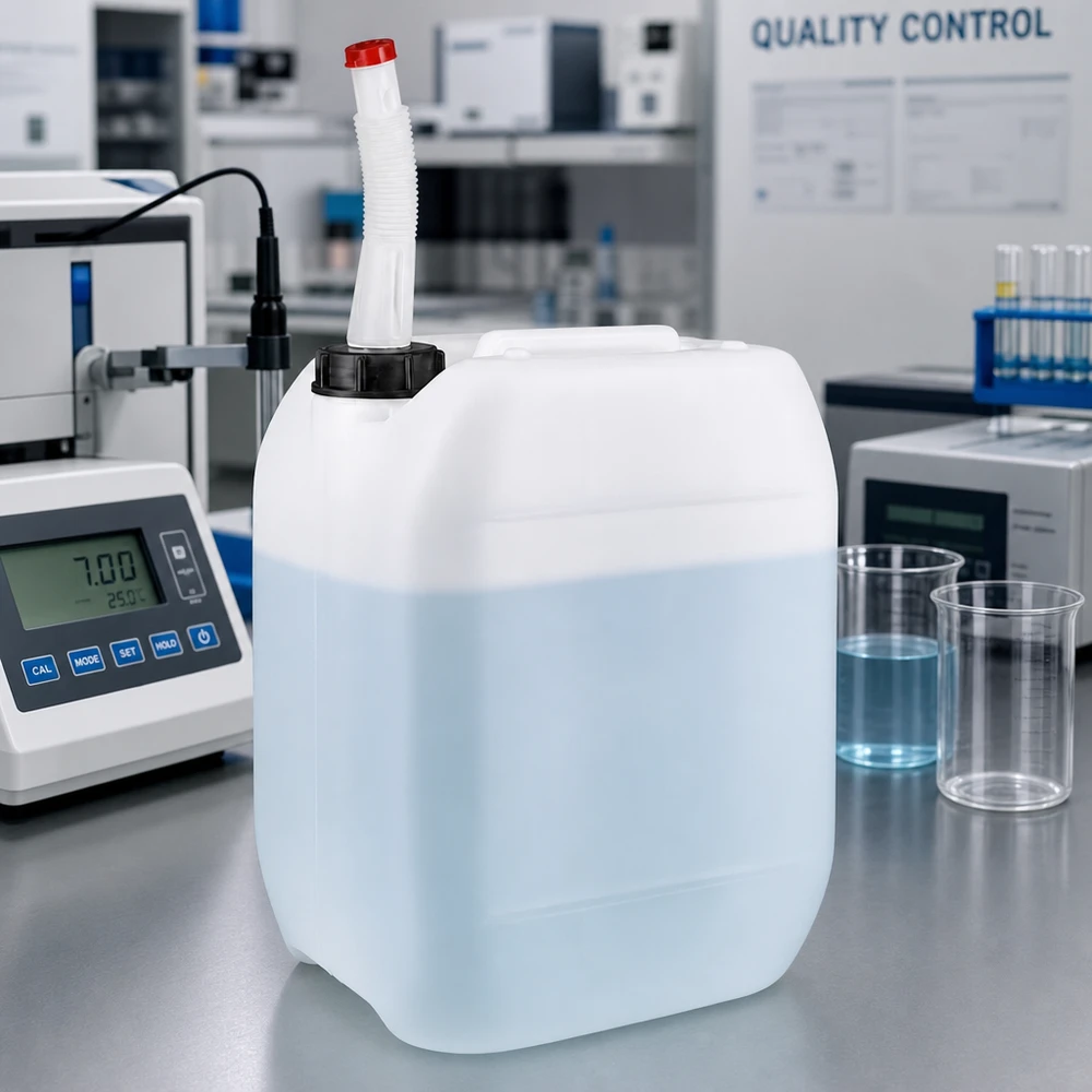 10l Jerrycan, UN-toelating, met aftapkraan flex Stapelbare jerrycan van 10 liter met flexibele schenktuit voor het veilig opslaan en overgieten van vloeistoffen
