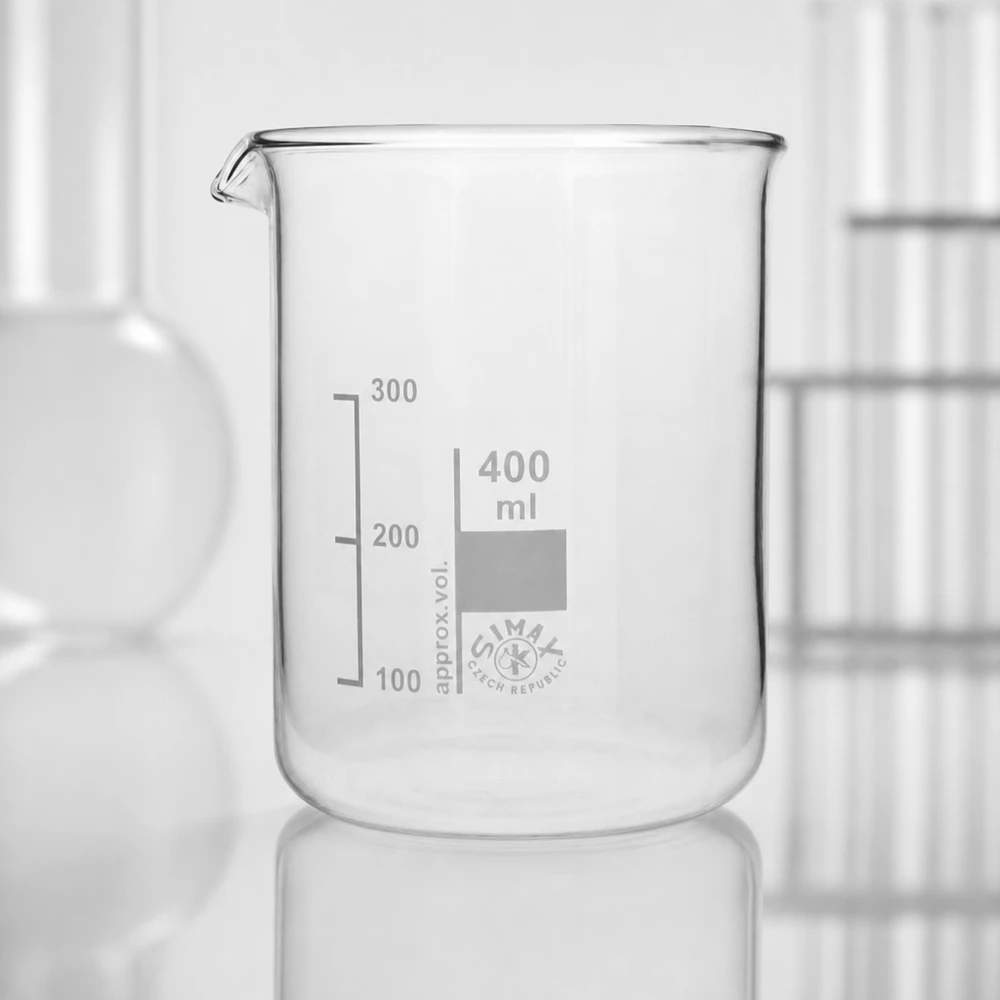 Laboratoriumbeker van 400 ml, lage vorm met praktische schenktuit voor nauwkeurig doseren