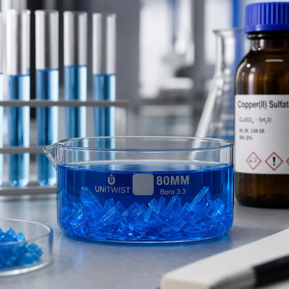 Lage kristallisatieschaal van 80 mm, borosilicaatglas, voor chemische kristallisatie UNiTWIST
